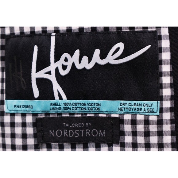 Howe NORDSTROM Mens Sport Coat Blazer Suit Jacket Two Button Black 44R Slim Fit - Picture 13 of 14